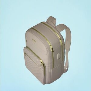 Stylish Dusty Pink 17” Laptop Backpack W/ Gold Accents for School, Travel & Work